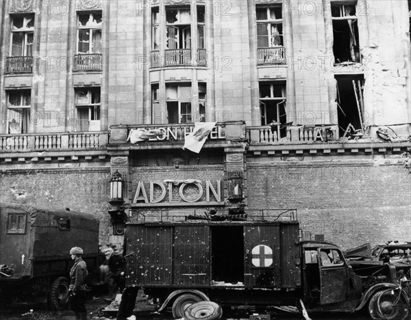 Russian troops at Adlon Hotel in Berlin,  May 4, 1945