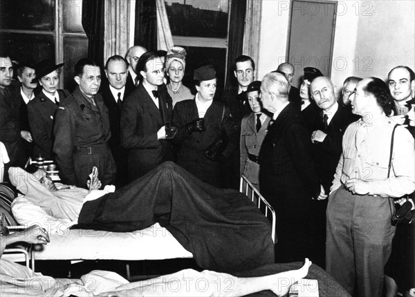 Allied Red Cross workers inspect a U.S. Army hospital in Paris, 1945