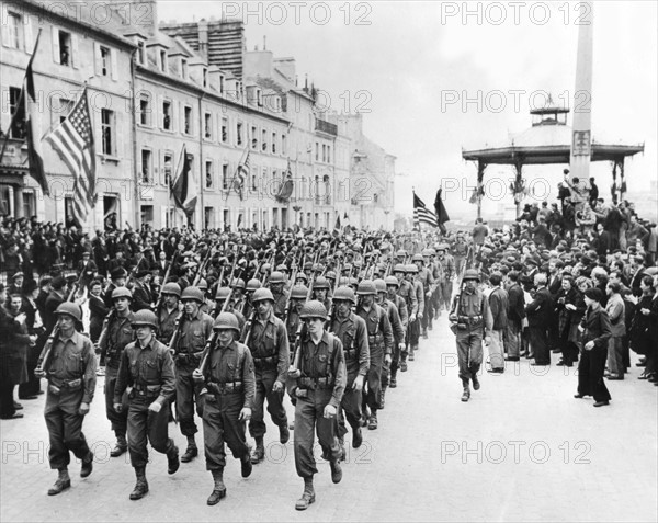 Victory March in Cherbourg, June 27, 1944