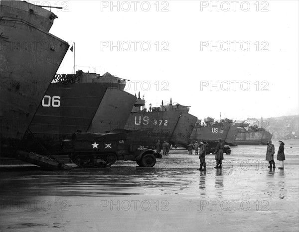 First  LCT to go directly into the beach in Le Havre, November 1944.