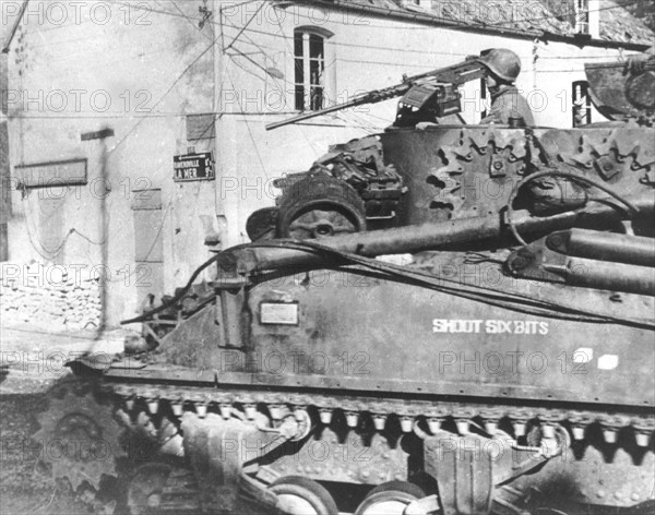 American tank in Sainte-Mère-Eglise, June 13, 1944