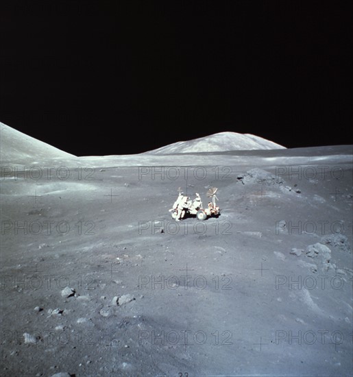 Extravehicular Activity  with Lunar Rover on Moon - Apollo 17 mission (December 12, 1972).
