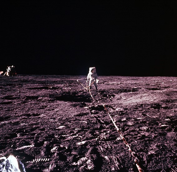 One of the Apollo 12 astronauts is photographied on Moon (November 19, 1969)