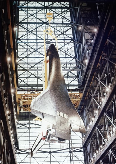 The assembly of the space shuttle Columbia is completed, November 1980