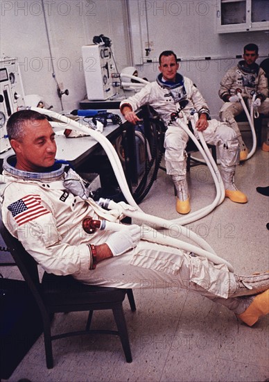 Equipage de la mission Apollo 1. Cet équipage périra dans un accident tragique le 27 janvier 1967