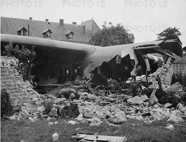 Crashed plane at Sainte-Mère-Eglise, Normandy