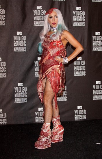 Singer Lady Gaga poses in the press room of the 2010 MTV Video Music Awards at the Nokia Theatre in Los Angeles, USA, September 12 2010. The singer won eight awards at the show. Photo: Hubert Boesl