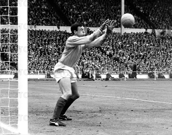 Englands international goalkeeper Gordon Banks in action during a match at the 1966 FIFA World_Cup at Wembley, London.