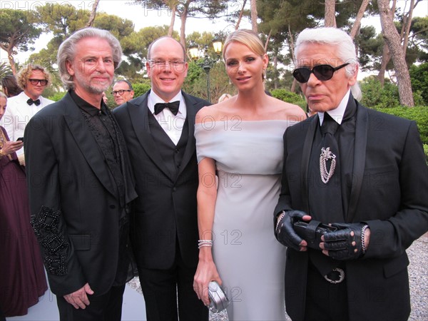 Le Prince Albert de Monaco, Charlene Wittstock, Karl Lagerfeld et le Dr. Hermann Bühlbecker
