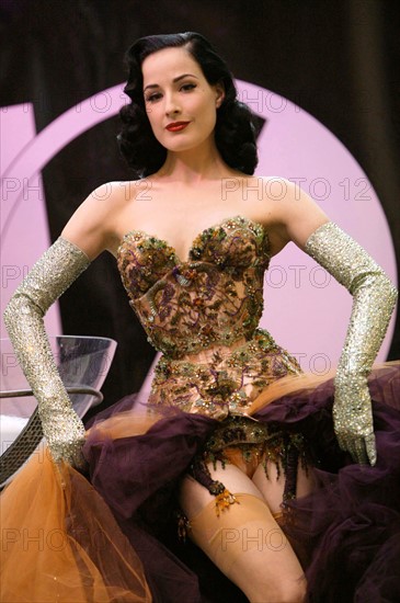 Dita von Teese performs burlesque show, Harvey Nicholls, Leeds, 17.10.2006...