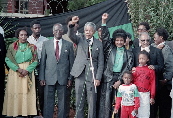 Nelson Mandela à sa libération de prison