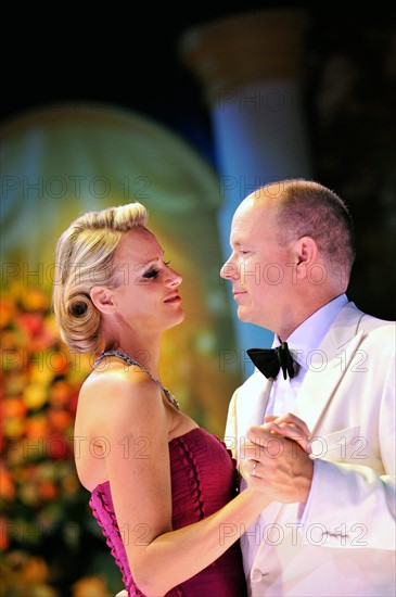 Prince Albert II of Monaco and his wife, Princess Charlene of Monaco, dance at the 63rd Red Cross Ball at the Sporting Club Salle des Etoiles in Monaco, 05 August 2011. The Red Cross Ball is a traditional annual charity event in the Principality of Monaco. Photo: S.Darrasse/Realis/Pool