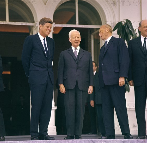 John F. Kennedy, Heinrich Lübke et Konrad Adenauer