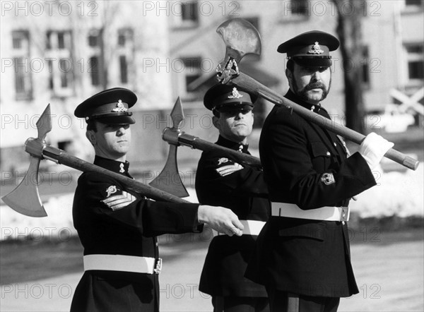 British soldiers with axes