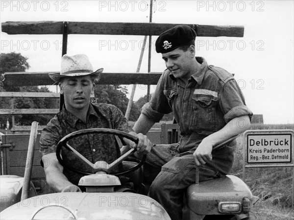 British soldiers on working holidays on German farms