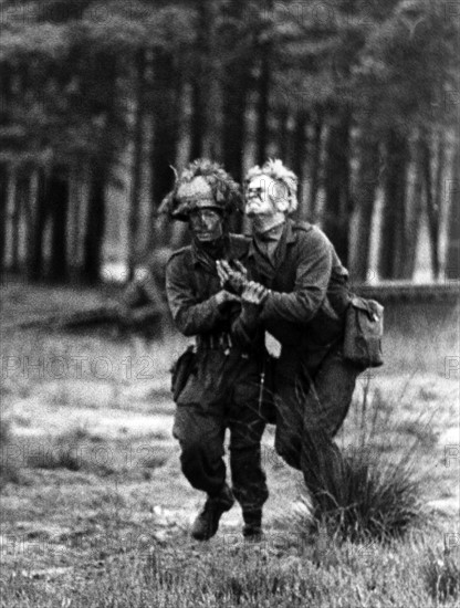 Injured Dutch soldier during field exercise in Lower Saxony