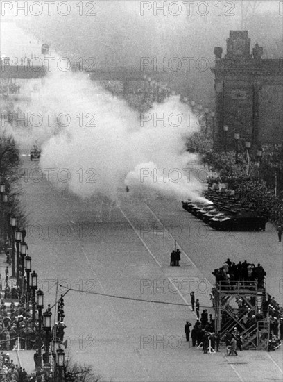 Canon salutes during military parade for the 'Armed Forces Day' in Berlin