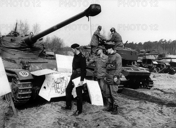 Allied tank maneuver in the Grunewald in Berlin