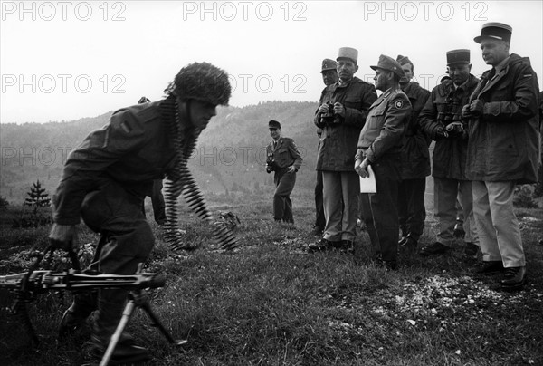 French general Jacques Massu visits German and French troops in Bavaria