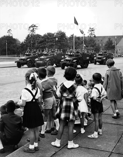 Children at parade on national day of French army in Berlin