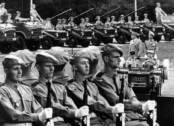 Binoche, the military governor of the town, during a military parade on the occasion of the French national holiday in Berlin