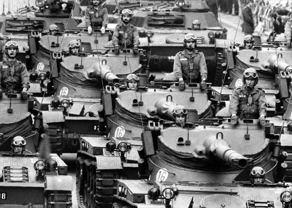 French tank at parade of allied forces in Berlin