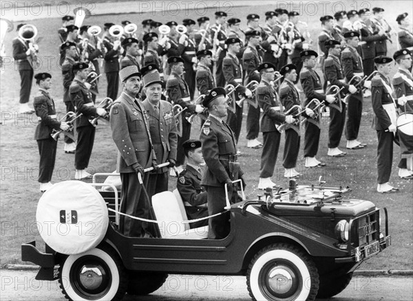 Parade in honour of French Supreme Commander of the Allied Powers Jacques Massu in Berlin