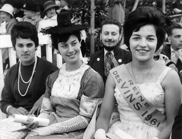 French wine queen at parade of French army in Berlin