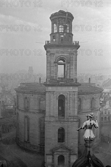 Post-war era - destroyed Paulskirche in Frankfurt on the Main