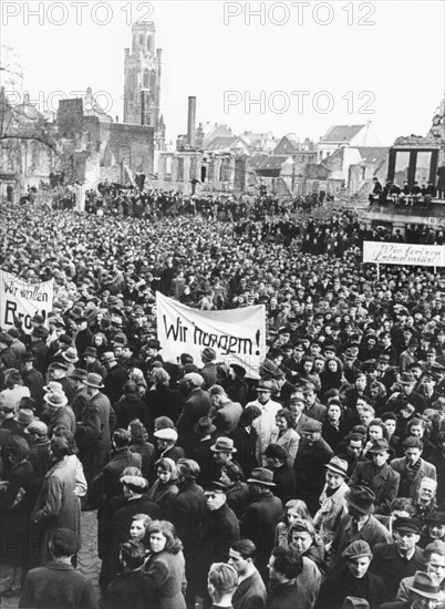 Hunger demonstration in post-war Germany