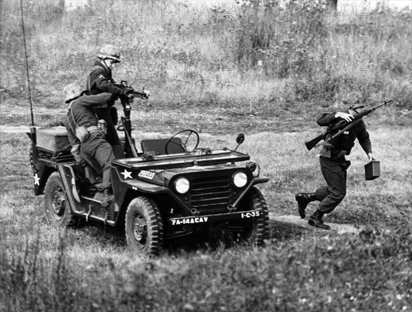 U.S. soldiers in Germany during a training near the zonal boundary