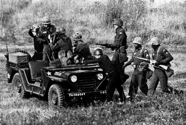 U.S. soldiers in Germany during a training near the zonal boundary