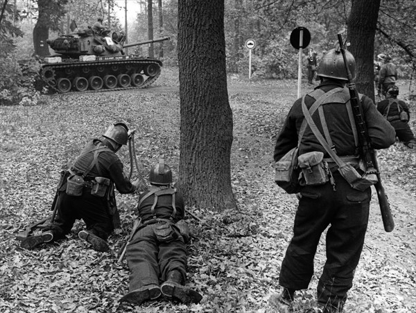 Manoeuvre of US army in Grunewald in Berlin