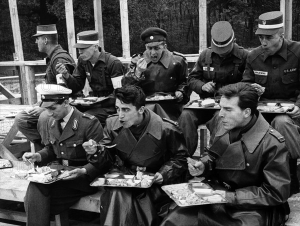 Police of Berlin during manoeuvre of US army in Grunewald in Berlin