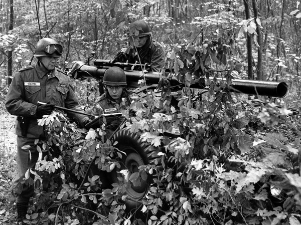 US general Hartel during manoeuvre of US army in Grunewald in Berlin