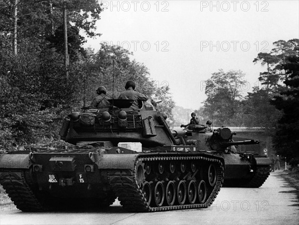 Patton tank at manoeuvre of US army in Berlin Grunewald