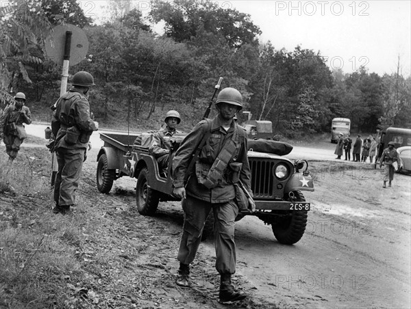 Manoeuvre of US army in Grunewald in Berlin