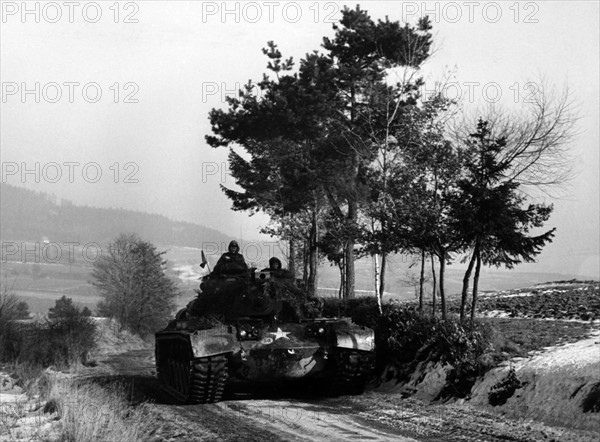 A tank during the US manoeuvre "Free Play" on the military training area Grafenwöhr