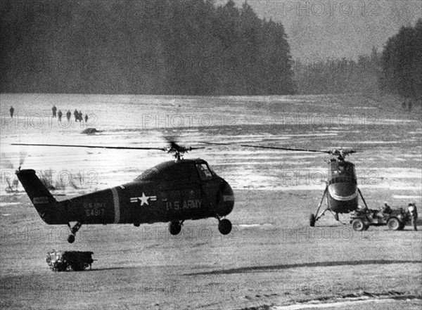 Helicopter during US manoeuvre "Free Play" on military training area Grafenwöhr