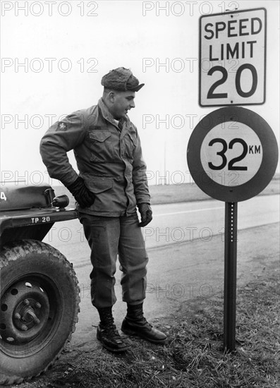 German traffic sign on military base in the USA