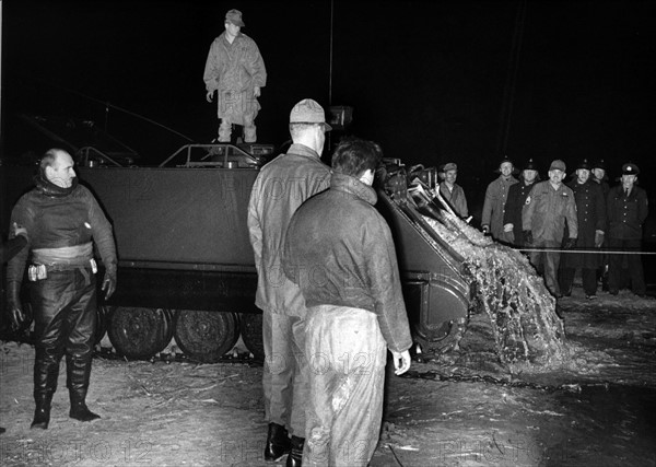 U.S. armoured personnel carrier sunk in the Havel