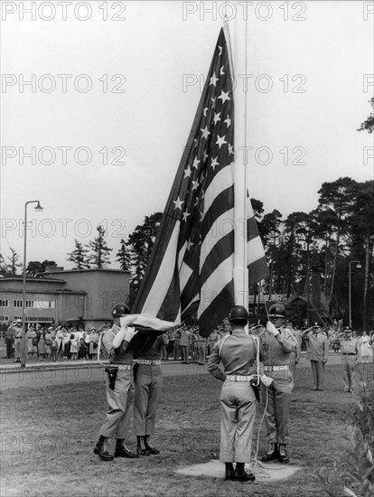 US flag with 50 stars hoisted up in Berlin