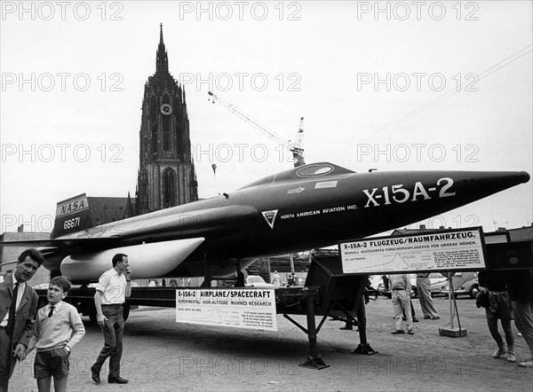 Research plane of US air force in front of Kaiserdom in Frankfurt