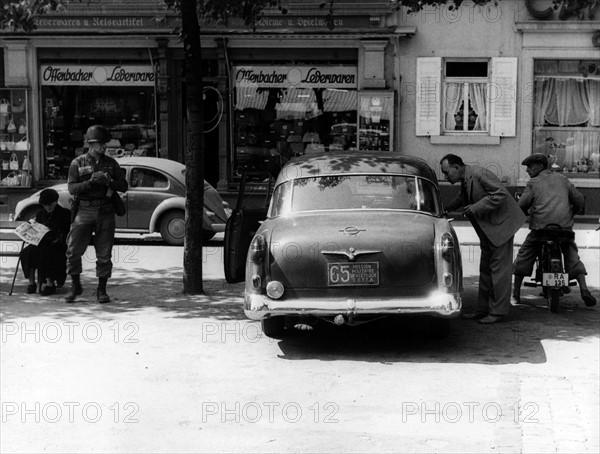 US army observes car of Soviet military mission in West Germany