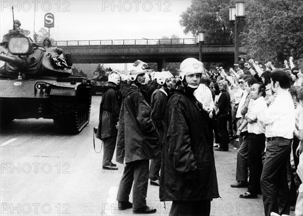 Protests during military parade on the 'Armed Forces Day' in Berlin