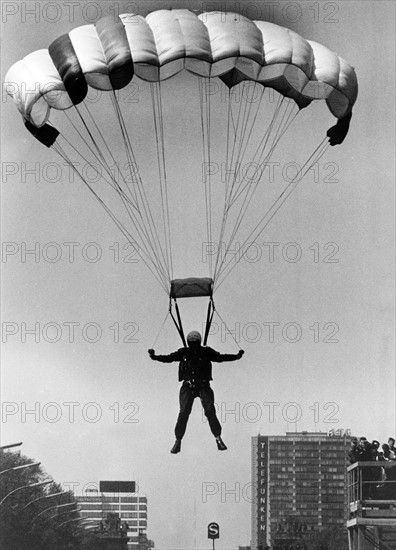 Parachutist at the military parade in Berlin