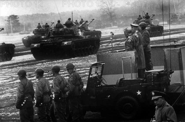 Military parade of the US Army in Hanau