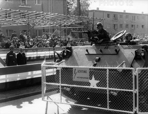 US generals Clay and Hartel at US military parade in Berlin