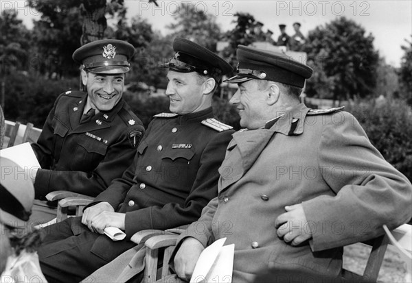 Soviet officersat parade for British King's birthday