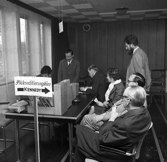 Accreditation office for Kennedy's visit in Bonn